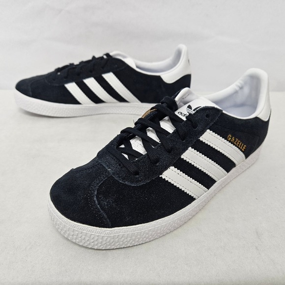 Adidas Gazelle J Casual Sneakers BB2502 Core Black White Gold Kids Size 4 - Picture 4 of 11